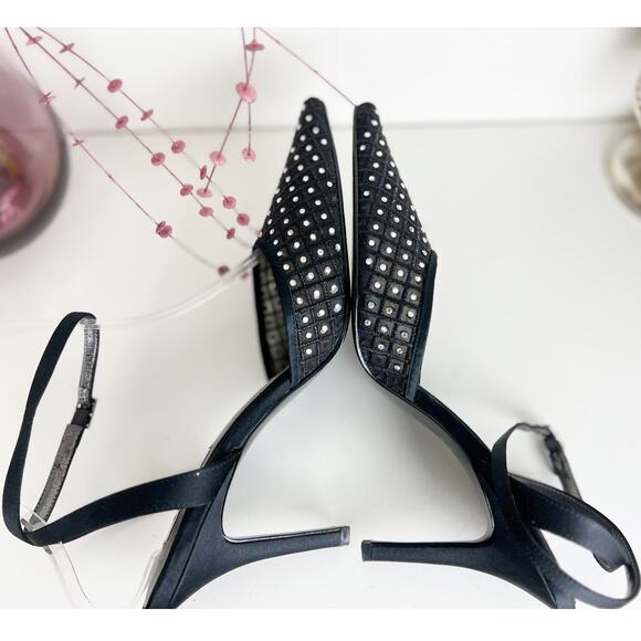 Alfani Sunset Black Rhinestone Pointed Toe Ankle Strap Stiletto Pumps Size 8 M - Picture 5 of 10